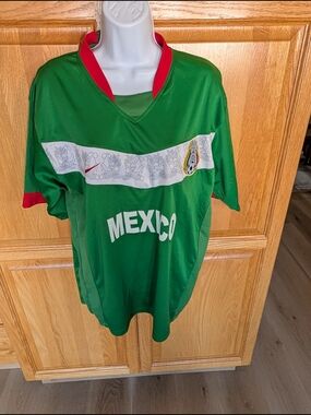 Nike Green and Red Mexico Men's Soccer Jersey